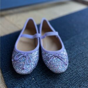 Girls J. Crew Sparkly Purple Ballet Flats